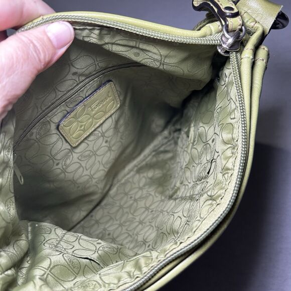 Fossil leather crossbody bag in a lime green color, organizer, pockets galore - Picture 7 of 11